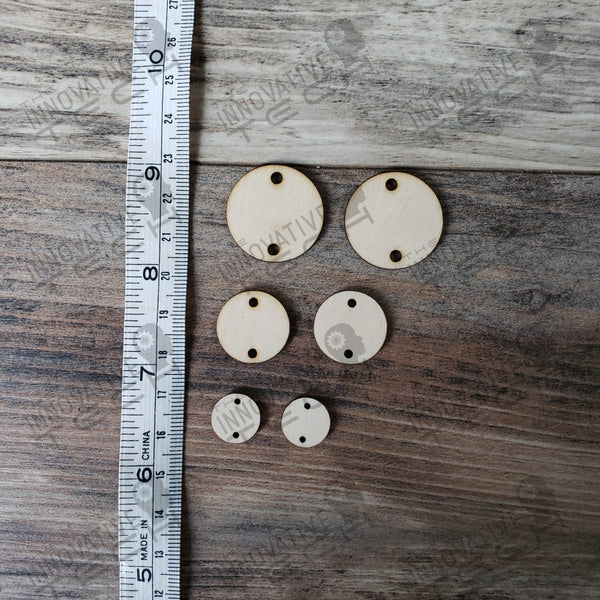 2 Holed Circle Earring Set Basswood