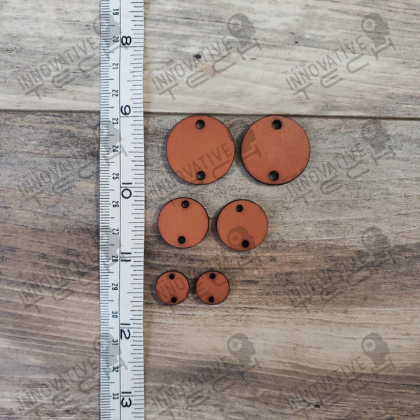 2 Holed Circle Earring Set Leather