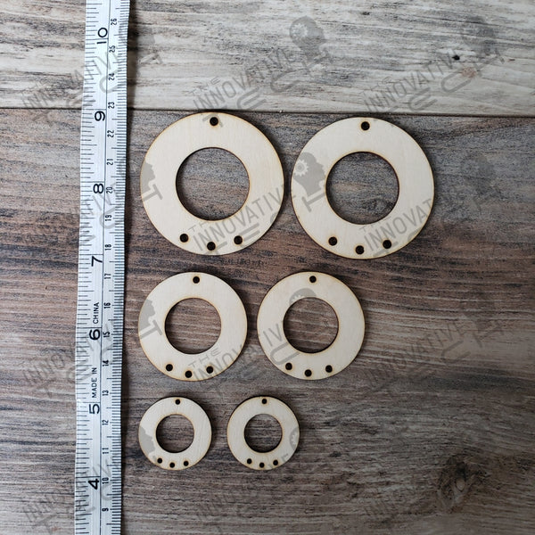 3 Hole Circle Earring Basswood