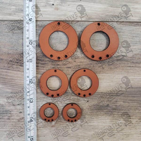 3 Hole Circle Earring Leather