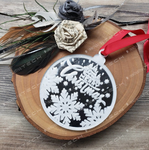 Acrylic Merry Christmas Mirrored Ornament Holiday Ornaments