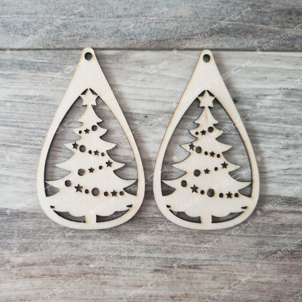 Christmas Earrings Chrstmas Trees With Garland