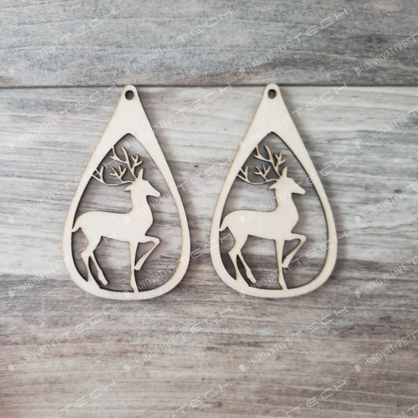 Christmas Earrings Teardrop Reindeer Prancing