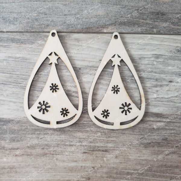 Christmas Earrings Teardrop Tree Simple