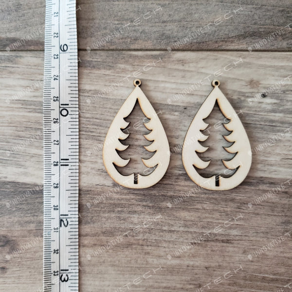 Christmas Earrings Trees Tear Drop Cutout