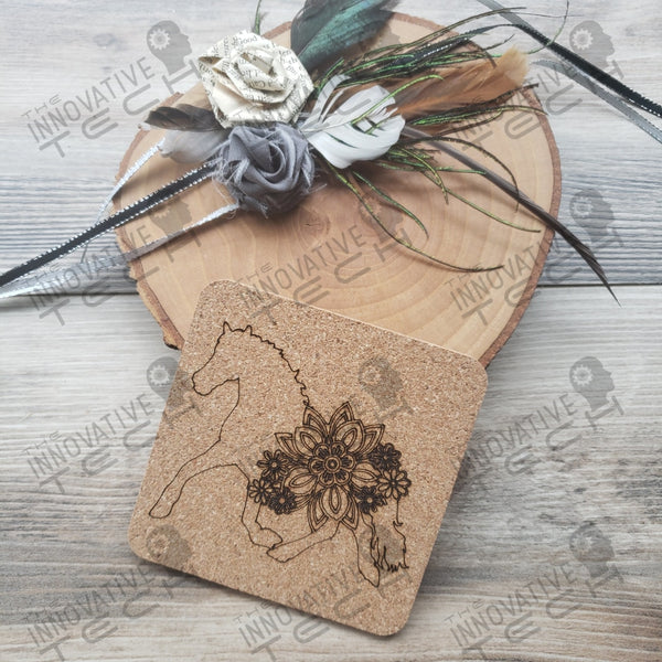 Horse Mandala Coasters In Leather Cork Or Slate