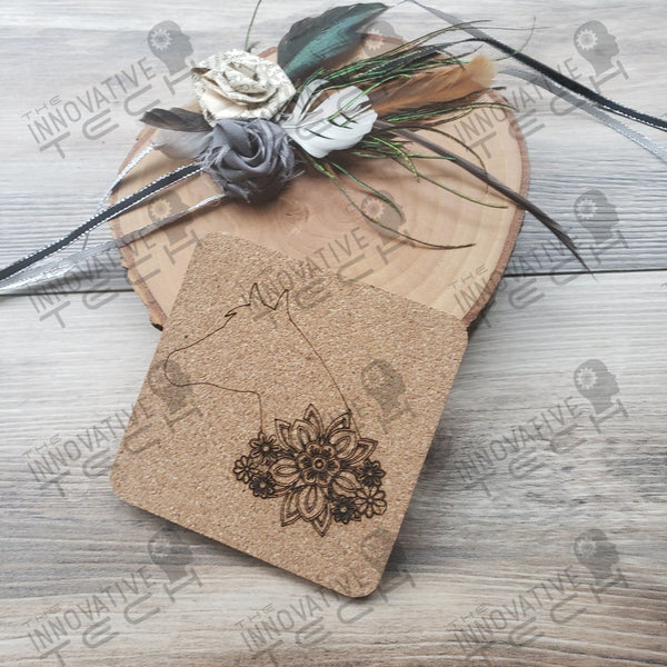 Horse Mandala Coasters In Leather Cork Or Slate