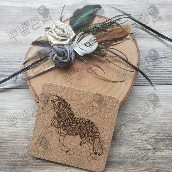 Horse Mandala Coasters In Leather Cork Or Slate