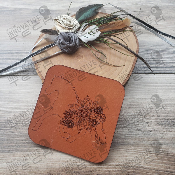 Horse Mandala Coasters In Leather Cork Or Slate