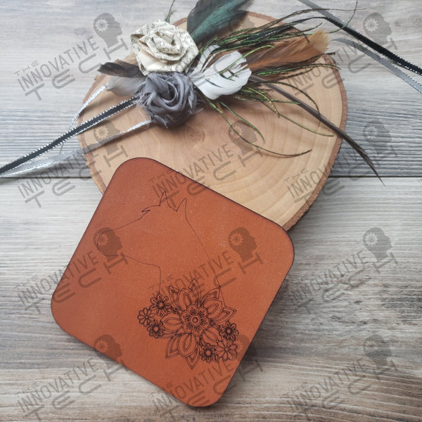 Horse Mandala Coasters In Leather Cork Or Slate