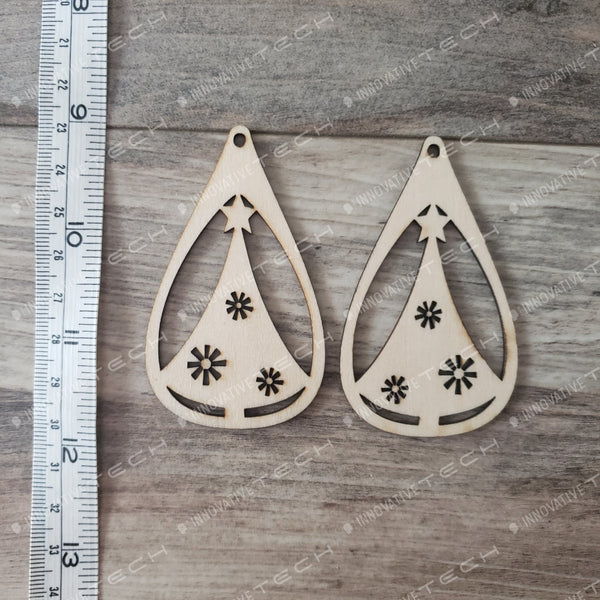 Tear Drop Old Time Christmas Tree Earrings