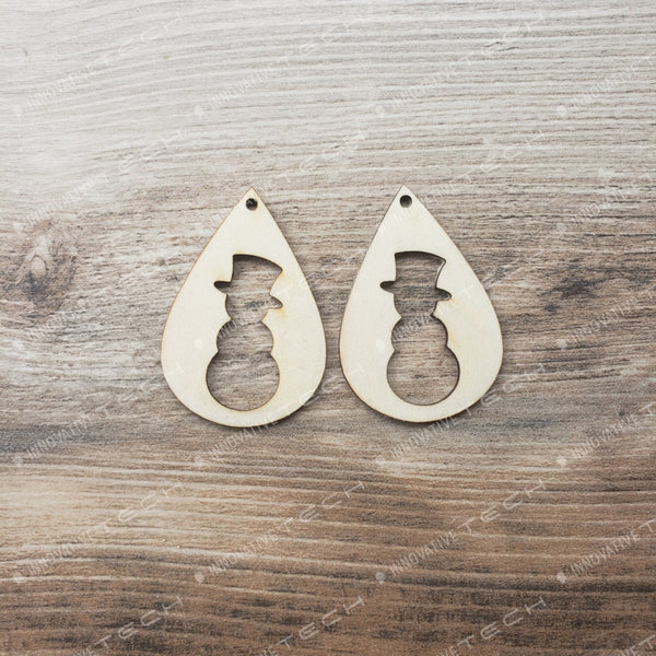 Tear Drop Snowman Cutout Earrings