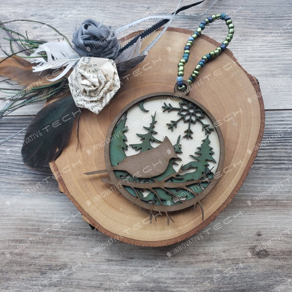 Woodland Creatures Ornaments Bird- Natural Background