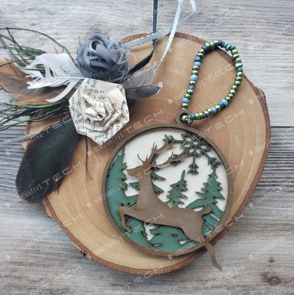 Woodland Creatures Ornaments Deer- Natural Background