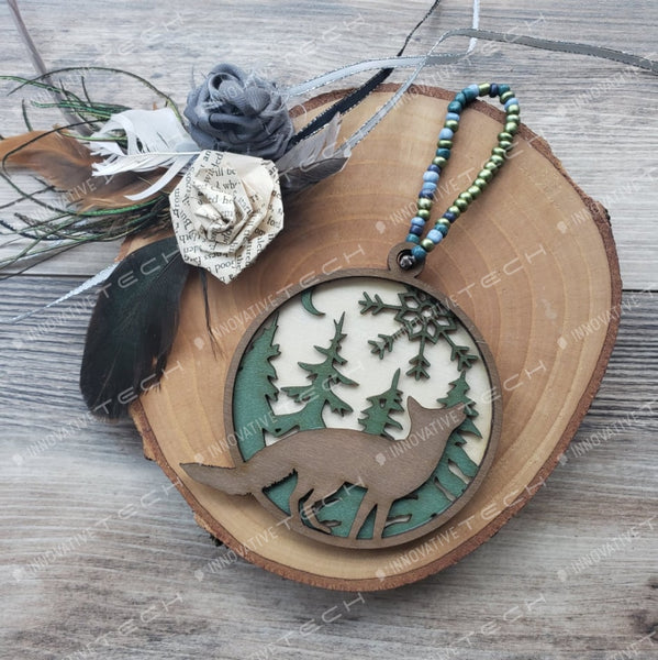 Woodland Creatures Ornaments Fox- Natural Background
