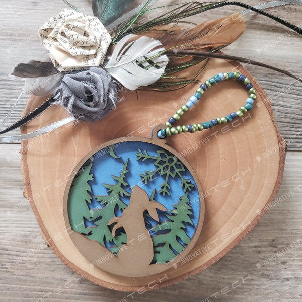 Woodland Creatures Ornaments Rabbit- Blue Background
